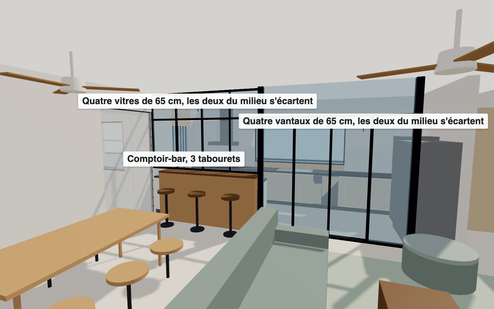 La cuisine et le bar