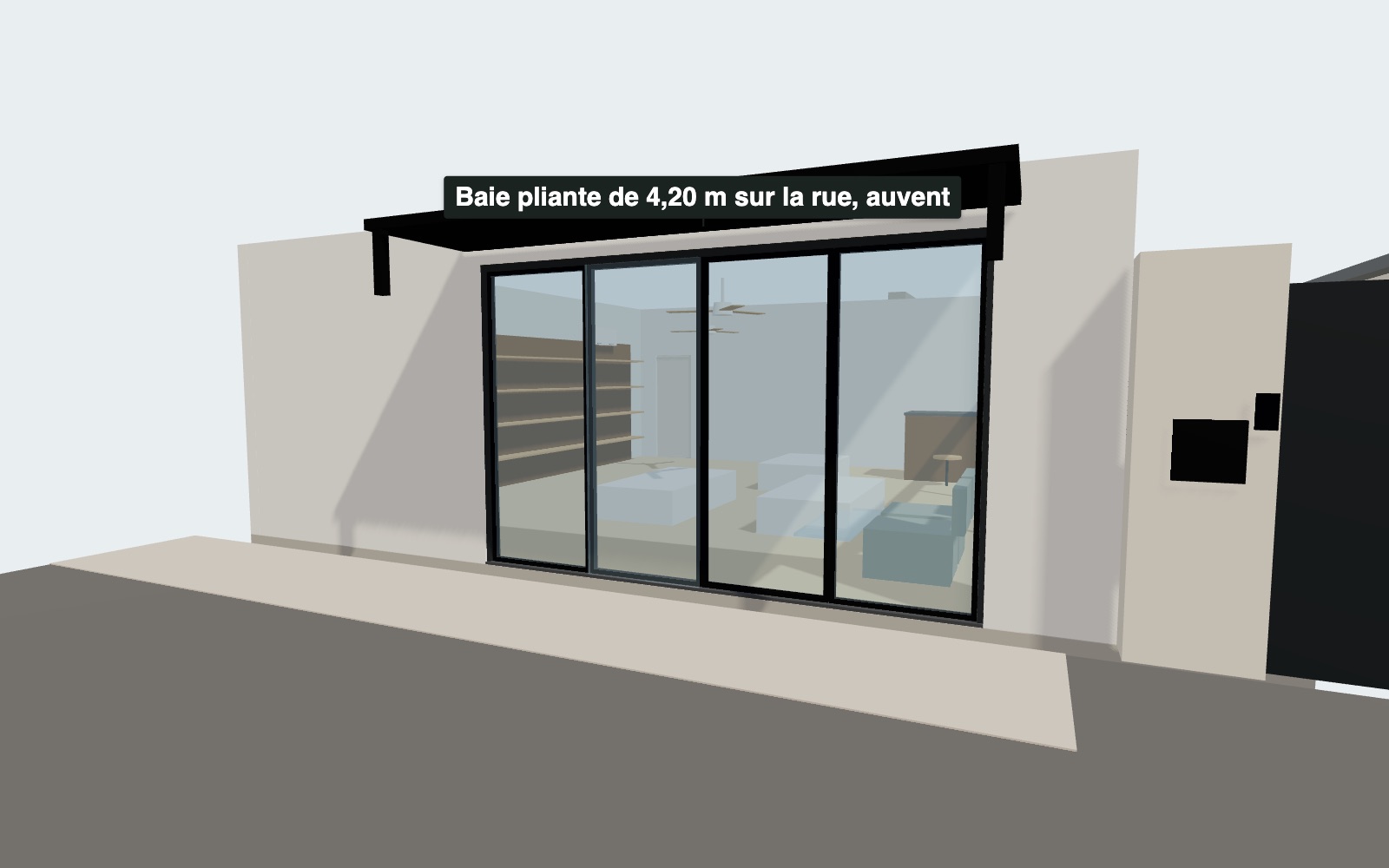 Le show room, depuis la rue